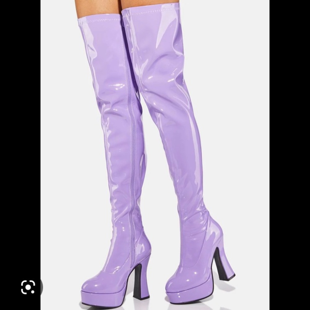 Dolls Kill Lavender Thigh High Boots New